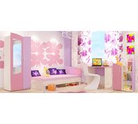ARREDO DA CASA Cameretta per Bambina Rosa e Lilla Completa di Armadio ad Ante Battenti Scrivania Letto Singolo e Mobiletto Set Arredamento Moderno CCU10 (solo camera)