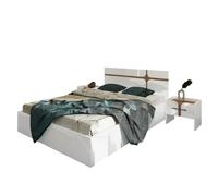 ARREDO DA CASA Letto Contenitore Alla Francese, Per Materassi 140x200 Cm, Comodini Integrati, Sistema Di Sollevamento Incluso, 232,5x85x206 cm, Bianco Lucido/Noce LU46 (Letto + rete e materasso)