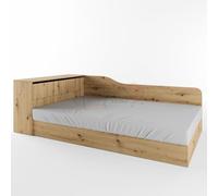 ARREDO DA CASA Letto Singolo Contenitore Una Piazza e Mezza ad Angolo Letto 4 Colorazioni Noce Chiaro Wengè Rovere Rovere Chiaro LI2002 (Letto + rete, Rovere)