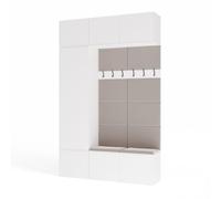 ARREDO DA CASA Mobile Ingresso Moderno 150x238 cm con Armadio, Scarpiera e Appendiabiti - Mobile Guardaroba Ingresso Chiuso con Schienale Imbottito e Apertura Tip-On Componibile MIT10 (Bianco/Beige)