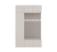 ARREDO DA CASA Mobile Ingresso Moderno 150x238 cm con Armadio, Scarpiera e Appendiabiti - Mobile Guardaroba Ingresso Chiuso con Schienale Imbottito e Apertura Tip-On Componibile, Beige Cashmere MIT10