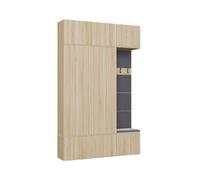 ARREDO DA CASA Mobile Ingresso Moderno 150x238 cm - Mobile Guardaroba con 2 Armadi e Pannello Appendiabiti con Schienale Imbottito e Apertura Tip-On Componibile MIT11 (Rovere chiaro/Grigio)