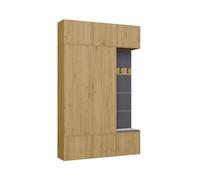 ARREDO DA CASA Mobile Ingresso Moderno 150x238 cm - Mobile Guardaroba con 2 Armadi e Pannello Appendiabiti con Schienale Imbottito e Apertura Tip-On Componibile MIT11 (Rovere/grigio)