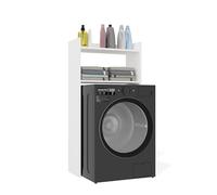 ARREDO DA CASA Mobile per Lavatrice o Asciugatrice, Salvaspazio con Vani a Giorno, Design Minimal per Bagno e Lavanderia, Bianco, 64x126x30 cm MLT6