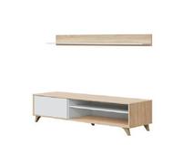 ARREDO LIVING PARETE ATTREZZATA CREDENZA MOBILE CON VETRINA ROVERE/BIANCO SCEGLI