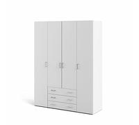Arredo Stock Armadio 4 ante e 3 cassetti bianco, 154X49,5X200,4H