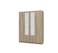 Arredo Stock Armadio 4 ante quercia e specchio, 160x52x205cm