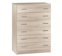 Arredo Stock Cassettiera a sei cassetti olmo chiaro, 77x47x107 cm