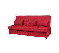 Arredo Stock Divano letto 3 posti in tessuto con cassettone contenitore, 184x80x86 (Rosso)