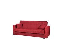 Arredo Stock Divano letto 3 posti tessuto rosso, 212x83x73 cm