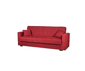 Arredo Stock Divano letto 3 posti tessuto rosso, 212x83x73 cm