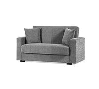 Arredo Stock Divano letto in tessuto grigio con cassettone contenitore e cuscini (2 posti)