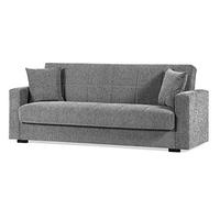 Arredo Stock Divano letto in tessuto grigio con cassettone contenitore e cuscini (3 posti)