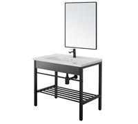 COMPOSIZIONE BAGNO MOBILE LAVABO IN METALLO 80x47x78cm+SPECCHIO BORG FERIDRAS