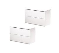 Arredo Stock Set 2 comodini con due cassetti bianco fiammato, 49x38x41 cm
