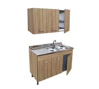 Arredobagno e Cucine Mobile cucina rovere 3 ante con lavello inox destro cm120, scolapiatti e pensile