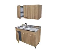 Arredobagno e Cucine Mobile cucina rovere 3 ante con lavello inox sinistro 120cm, scolapiatti e pensile