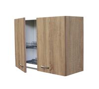 Arredobagno e Cucine Mobile scolapiatti armadietto pensile 80 per cucina, 2 sportelli H.60, teak