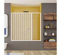 Arredobagnoecucine Box Parete Vasca Doccia Sopravasca, Cm.140, Riducibile, Apertura Laterale, Soffietto