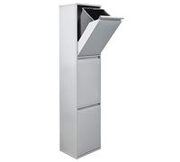 Arregui Basic CR302-B Pattumiera Differenziata 3 Scomparti | 3x 17L (51L) | Contenitore in Acciaio da Interno | Mobile per Raccolta Differenziata | Cestino per Spazzatura da Cucina e Ufficio | Grigio