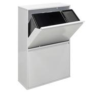 Arregui Basic CR601-B2 Pattumiera per Raccolta Differenziata | 4 Secchi | Mobile d'Acciao per Differenziata | 23+11+17+17 L (68 L) | con Secchio da 23 L per la Plastica | bianco