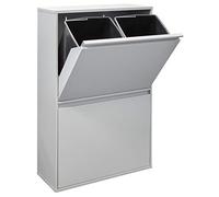 ARREGUI Basic CR602-B Pattumiera Differenziata 4 Scomparti | 4x17 L (68 L) | Contenitore in Acciaio da Interno | Mobile per Raccolta Differenziata | Cestino per Spazzatura da Cucina e Ufficio | Grigio