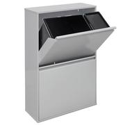 Arregui Basic CR602-B2 Pattumiera per Raccolta Differenziata | 4 Secchi | Mobile d'Acciao per Differenziata | 23+11+17+17 L (68 L) | con Secchio da 23 L per la Plastica | grigio