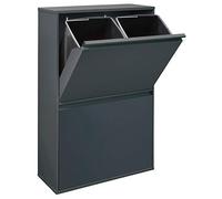 Arregui Basic CR604-B Pattumiera Differenziata 4 Scomparti | 4x17 L (68 L) | Contenitore in Acciaio da Interno | Mobile per Raccolta Differenziata | Cestino Spazzatura da Cucina e Ufficio | Antracite