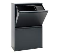 Arregui Basic CR604-B2 Pattumiera per Raccolta Differenziata | 4 Secchi | Mobile d'Acciao per Differenziata | 23+11+17+17 L (68 L) | con Secchio da 23 L per la Plastica | antracite