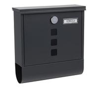 ARREGUI Chance E7005 Cassetta Postale in Acciaio con Portagiornali, Formato M (DIN A4), Cassetta della Posta con Serratura Coperta e Portanome, Facile de Montare, Grigio Antracite