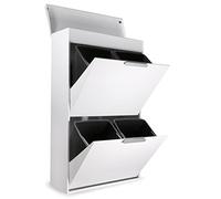 Arregui CR621-E Pattumiera Differenziata 4 Scomparti | 4 x 17L (68L) | Contenitore in Acciaio con Ripiano Multiuso | Mobile per Raccolta Differenziata | Cestino per Spazzatura da Cucina | Bianco