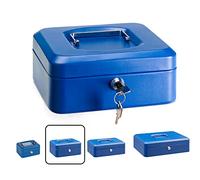 ARREGUI Elegant C9225 Cassetta di sicurezza con chiave per contare e trasportare denaro | Cassetta Portavalori in acciaio con vassoio Portamonete | Cassaforte portatile de 20 cm di larghezza | Blu