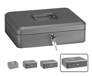 ARREGUI Elegant C9246 Cassetta di sicurezza con chiave per contare e trasportare denaro | Cassetta Portavalori in acciaio con vassoio Portamonete | Cassaforte portatile de 30 cm di larghezza | Grigio