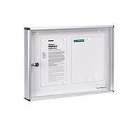 ARREGUI PAN42 Bacheca Magnetica con Anta Battente per Interni in Alluminio con Serratura e Chiave | 35 x 48 x 5 cm | Contiene 2 Fogli A4 | Argento