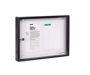 Arregui PAN44 Bacheca Magnetica con Anta Battente per Interni in Alluminio con Serratura e Chiave | 35 x 48 x 5 cm | Contiene 2 Fogli A4 | Nero