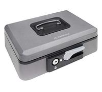 ARREGUI Popup C9736 Cassetta di sicurezza con chiave e pulsante per contare e trasportare denaro | Cassetta Portavalori in acciaio con vassoio Portamonete | Cassaforte portatile larghezza 25cm |Grigio