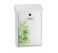 ARREGUI Premium E5608 Cassetta Postale Individuale in Acciaio con Serigrafia Decorativa "Blossom", Dimensione M (DIN A4 e Riviste), Bianco