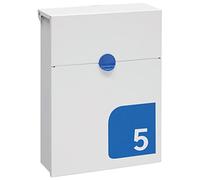 Arregui Tondo S E6721-BLU Cassetta Postale Indiviuale da Parete con Segnaletica di Numero, Personalizzabile, Dimensione S (DIN A5)- 30,5 x 23 x 10 cm, Con Serratura Coperta, Bianco e Blu