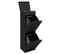 Arregui Top CR226-B Pattumiera Differenziata 2 Scomparti | 2 x 17L (34L) | Contenitore in Acciaio con Ripiano Multiuso | Mobile per Raccolta Differenziata | Cestino per Spazzatura da Cucina | Nero