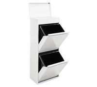 Arregui Top CR421-B2 Pattumiera Differenziata 2 Scomparti Grandi | 2x23 L (46 L) | Contenitore in Acciaio con Cassetto Superiore | Mobile per Differenziata | Cestino per Spazzatura da Cucina | Bianco