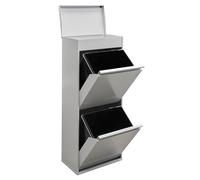 Arregui Top CR422-B2 Pattumiera Differenziata 2 Scomparti Grandi | 2x23 L (46 L) | Contenitore in Acciaio con Cassetto Superiore | Mobile per Differenziata | Cestino per Spazzatura da Cucina | Grigio