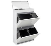 ARREGUI Top CR621-B2 Pattumiera Raccolta Differenziata | 4 Secchi | Mobile d'Acciao per Differenziata con Cassetto Superiore | 23+11+17+17 L (68 L) | Secchio per la Plastica e Rifiuti Organici| Bianco