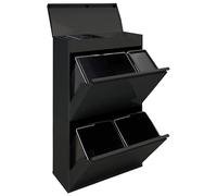 Arregui Top CR626-B2 Pattumiera Raccolta Differenziata | 4 Secchi | Mobile d'Acciao per Differenziata con Cassetto Superiore | 23+11+17+17 L (68 L) | Secchio per la Plastica e Rifiuti Organici| Nero