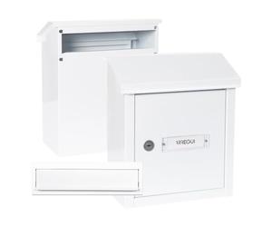 ARREGUI V4031 Pack copri fessura + cassetta postale in acciaio per porte o cancelli esterni, cassetta postale da esterno, cassette postali con bocca 23x3 cm, taglia S (DIN A5), bianco