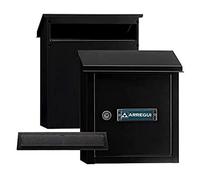 ARREGUI V4034 Pack cassette postali + cassetta postale in acciaio per porte o cancelli esterni, cassetta postale da esterno, cassette postali con bocca 23x3 cm, taglia S (DIN A5), nero testurizzato