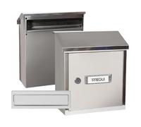 ARREGUI V4037 Pack copri fessura + cassetta postale in acciaio inossidabile per porte o cancelli esterni, cassetta postale da esterno, cassette postali con bocca 23x3 cm, taglia S (DIN A5), Inox