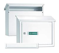 ARREGUI V4081 Pack Maxi copri fessura + cassetta postale in acciaio per porte o cancelli esterni, cassetta postale da esterno, cassetta postale 32,5x3 cm, taglia M (DIN A4 e rivista), bianco