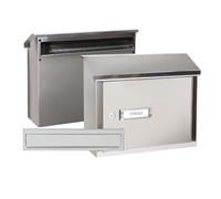 ARREGUI V4087 Pack Maxi copri fessura + cassetta postale in acciaio per porte o cancelli esterni, cassetta postale da esterno, cassetta postale 32,5x3 cm, taglia M (DIN A4 e rivista), Inox
