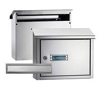 ARREGUI V4087 Pack Maxi copri fessura + cassetta postale in acciaio per porte o cancelli esterni, cassetta postale da esterno, cassetta postale 32,5x3 cm, taglia M (DIN A4 e rivista), Inox