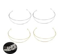 ArrErr Confezione da 4 tiara a cerchio a 2 strati in filo metallico semplice, base per fai da te, fasce per capelli per martedì grasso, copricapo con piume, fascinator da donna, corona aureola